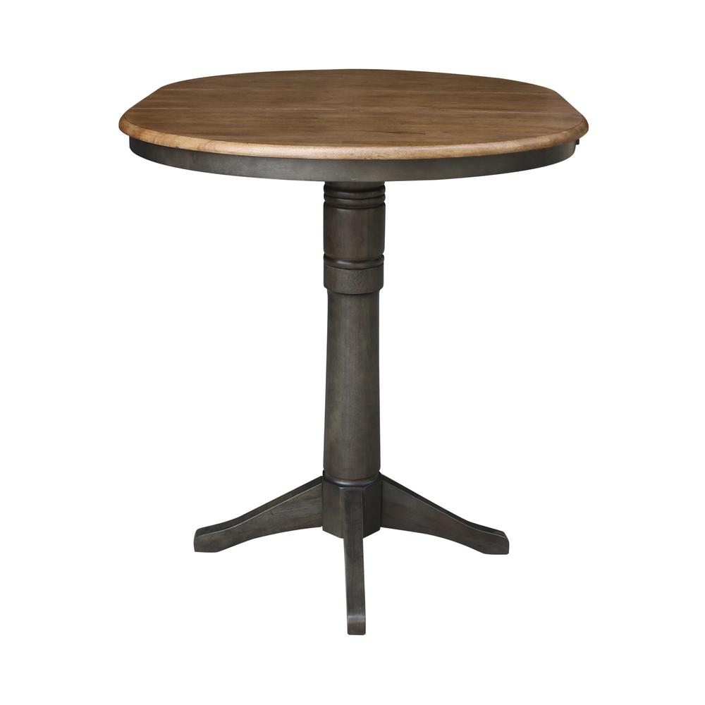 36" round top ped table with 12" leaf - 42.1"h - bar height. Picture 5