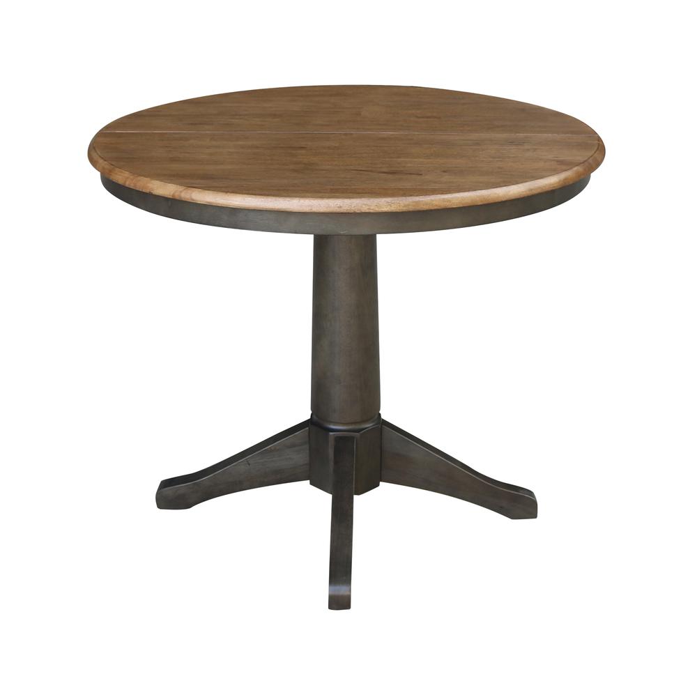 Set of 3 pcs - 36" Round Extension Dining table with 2 x-back chairs. Picture 2