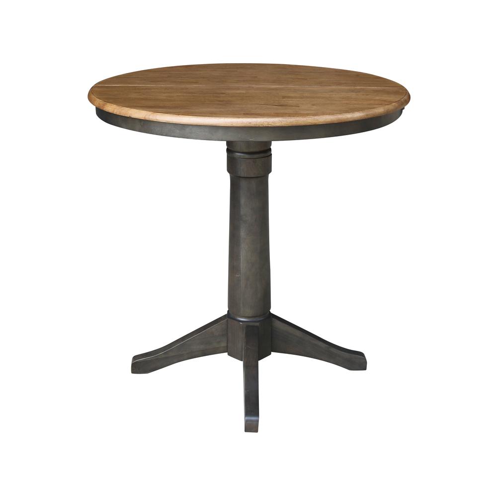 Set of 5 pcs - 36" Round Extension Dining table with 4 x-back counterheight stools. Picture 2