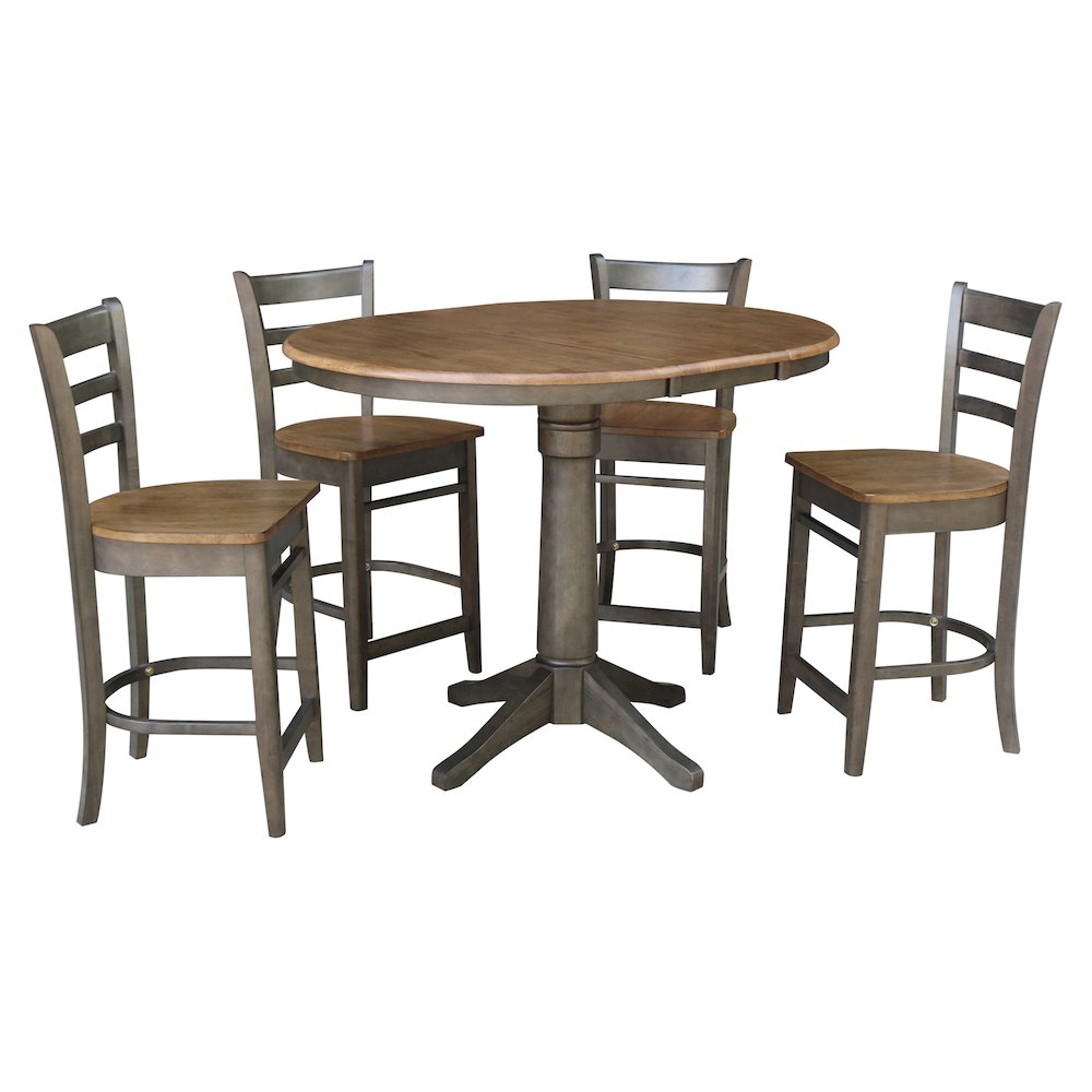 Set of 5 pcs - 36" Round Extension Dining table with 4 counterHeight stools- 74224. Picture 1