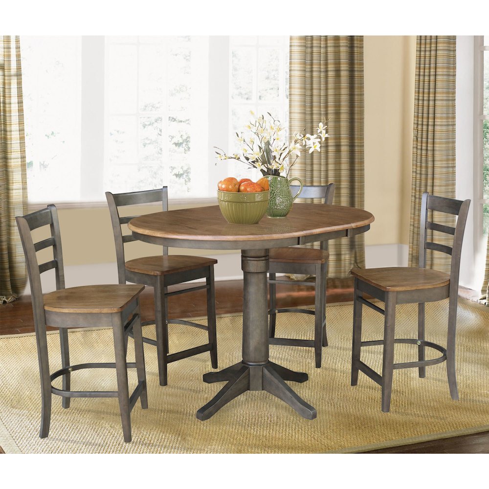 Set of 5 pcs - 36" Round Extension Dining table with 4 counterHeight stools- 74224. Picture 4