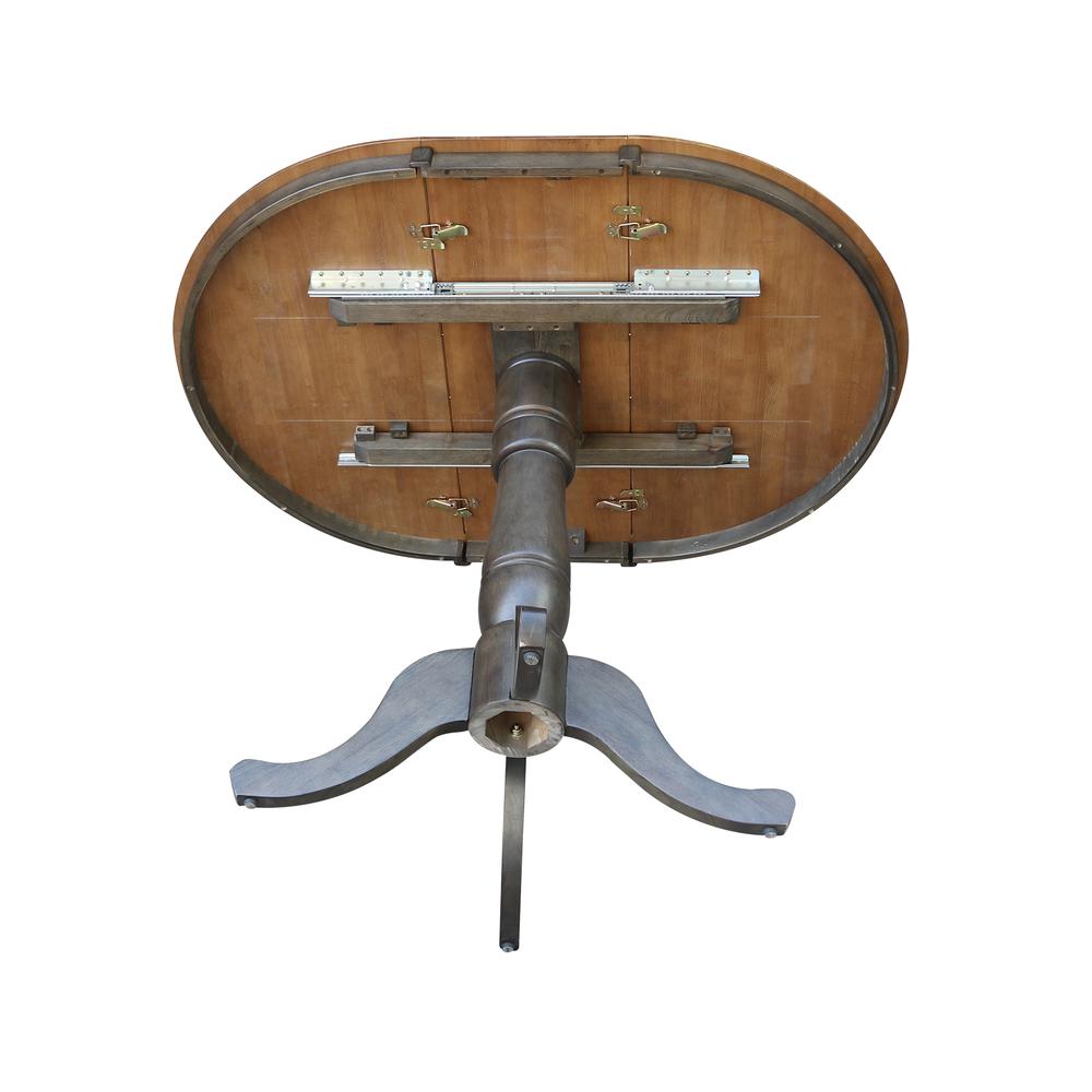 36" round top ped table with 12" leaf - 35.3"h - counter height. Picture 7