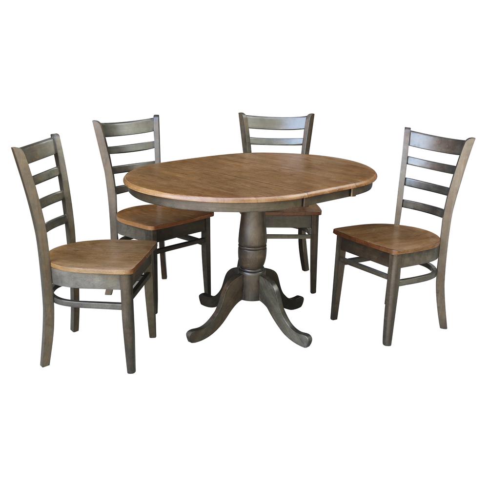 Set of 5 pcs - 36" Round Extension Dining table with 4 chairs. Picture 1