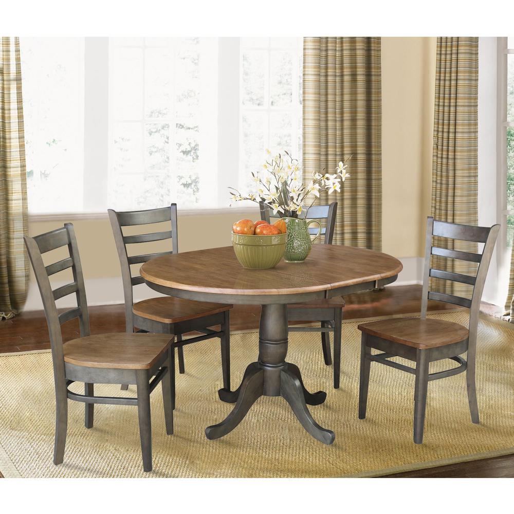 Set of 5 pcs - 36" Round Extension Dining table with 4 chairs. Picture 4