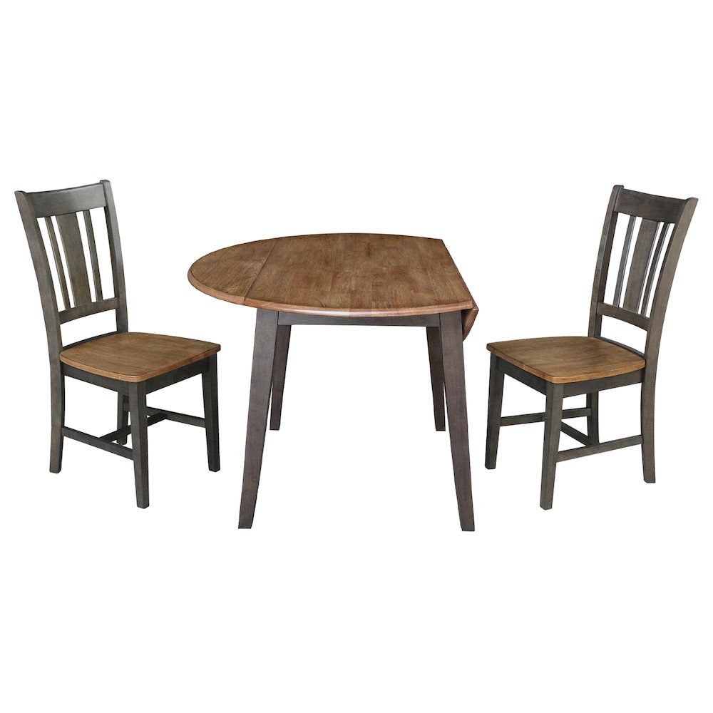 Set of 3 pcs - 42" Round Dual Drop Leaf Table with 2 RTA chairs. Picture 4