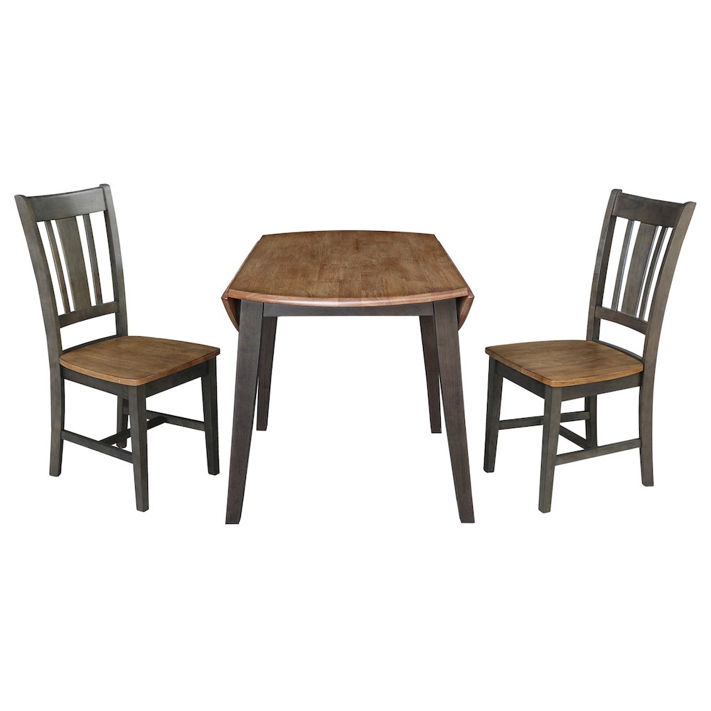 Set of 3 pcs - 42" Round Dual Drop Leaf Table with 2 RTA chairs. Picture 6