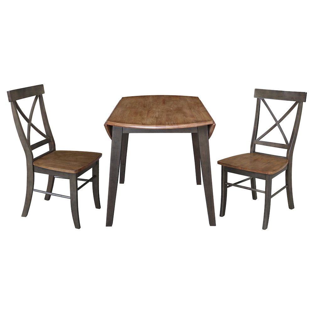 Set of 3 pcs - 42" Round Dual Drop Leaf Table with 2 RTA chairs. Picture 5