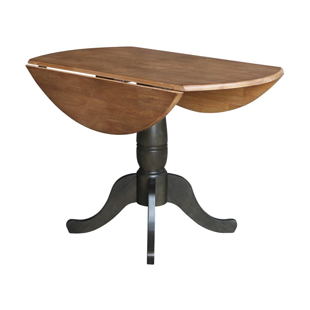 42 in. Round Dual Drop Leaf Dining Table - Hickory/Washed Coal. Picture 6