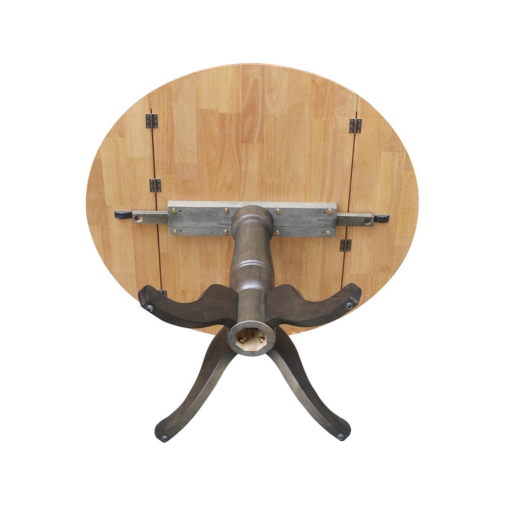 42 in. Round Dual Drop Leaf Dining Table - Hickory/Washed Coal. Picture 8