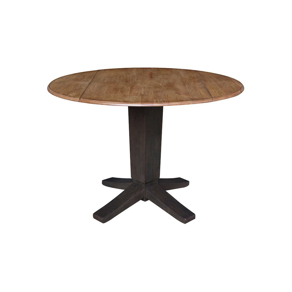 42 in Pedestal Table with 4 Dining Chairs in Hickory/Washed Coal - 5 Piece Set. Picture 3