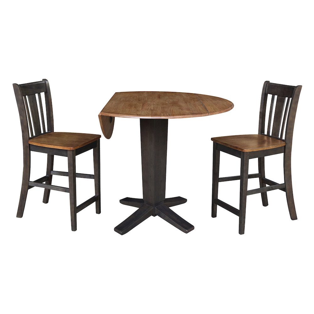 42 in Counter Height Dining Table with 2 Stools in Hickory/Washed Coal, 3Pcs Set. Picture 4
