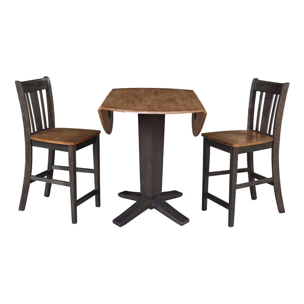 42 in Counter Height Dining Table with 2 Stools in Hickory/Washed Coal, 3Pcs Set. Picture 6