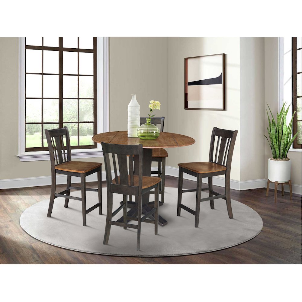 42 in Counter Height Dining Table with 4 Stools in Hickory/Washed Coal, 5Pcs Set. Picture 2