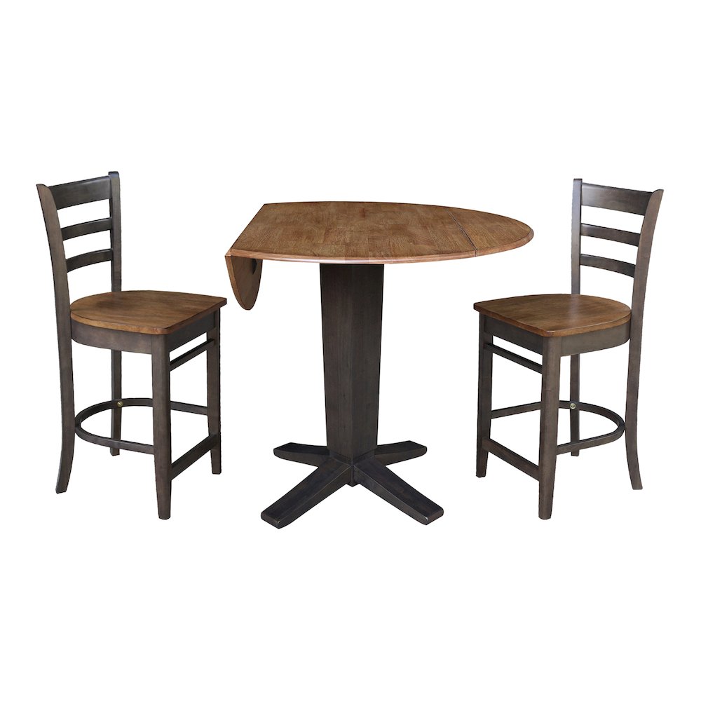 42 in Counter Height Dining Table with 2 Stools in Hickory/Washed Coal, 3Pcs Set. Picture 4