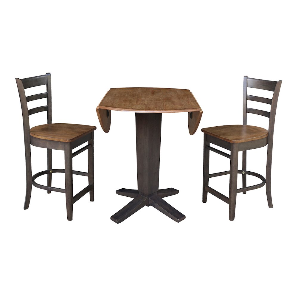 42 in Counter Height Dining Table with 2 Stools in Hickory/Washed Coal, 3Pcs Set. Picture 6