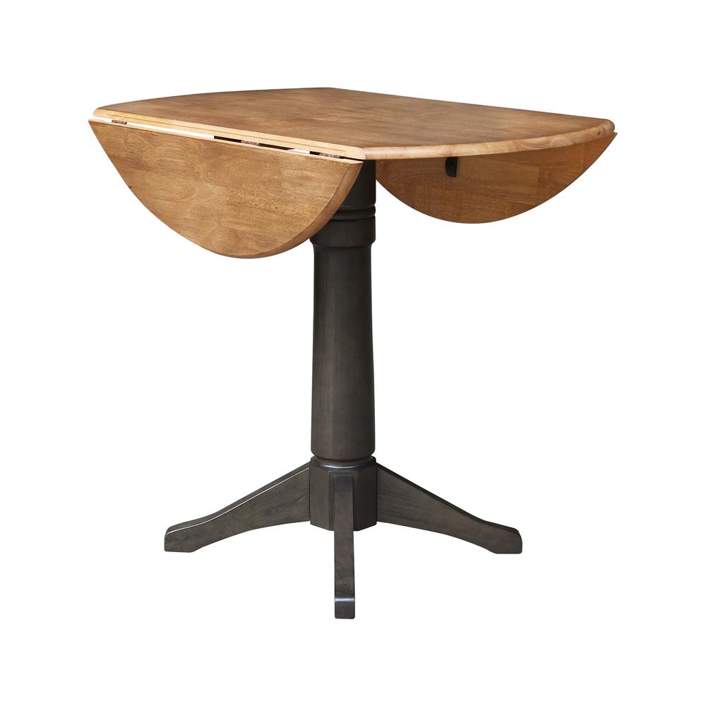 42 in. Round Top Dual Drop Leaf Counter Height Pedestal Dining Table. Picture 6