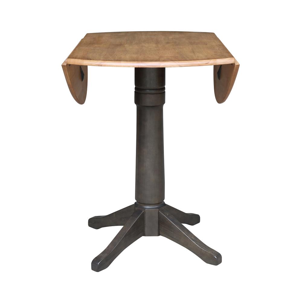 42 in. Round Top Dual Drop Leaf Counter Height Pedestal Dining Table. Picture 5