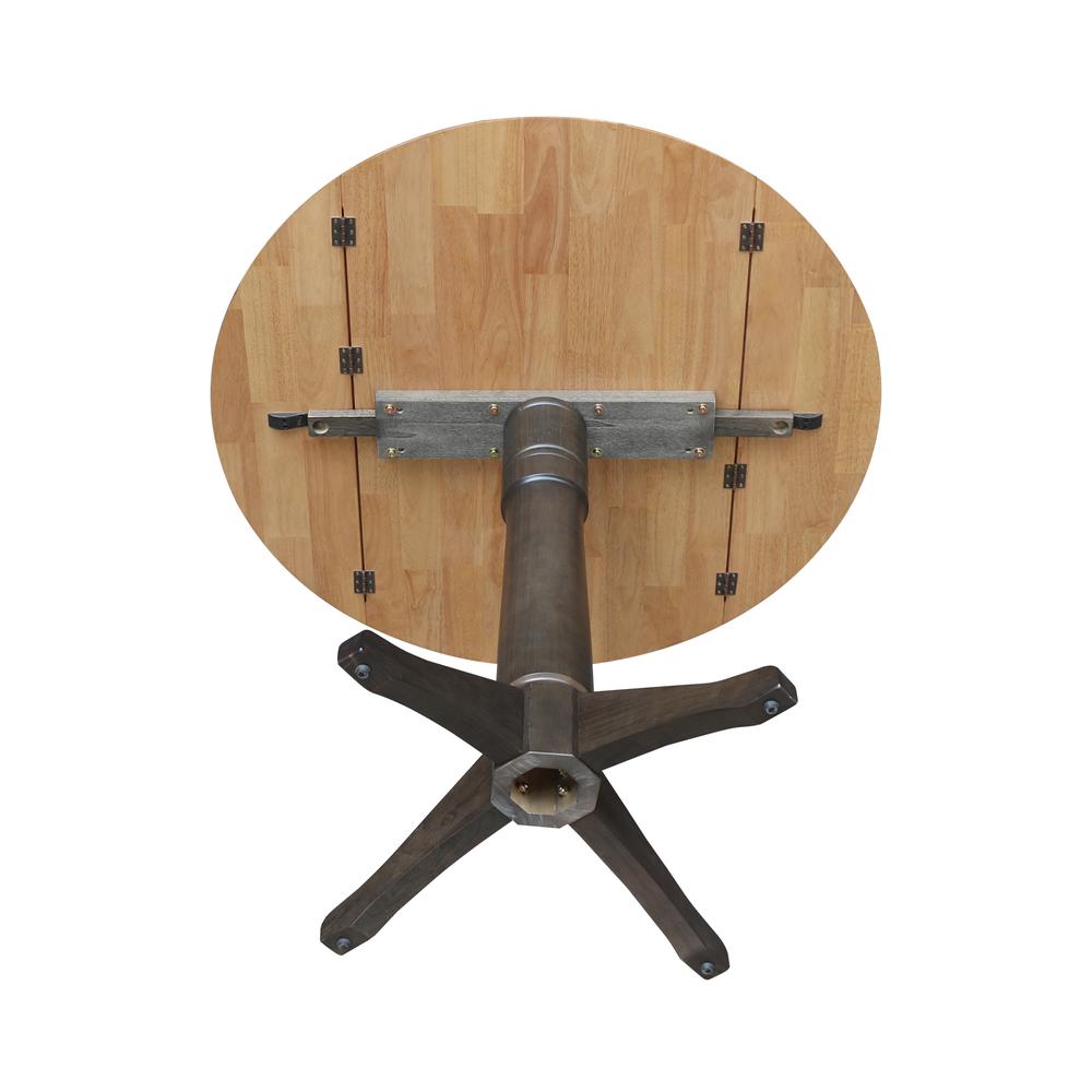 42 in. Round Top Dual Drop Leaf Counter Height Pedestal Dining Table. Picture 7