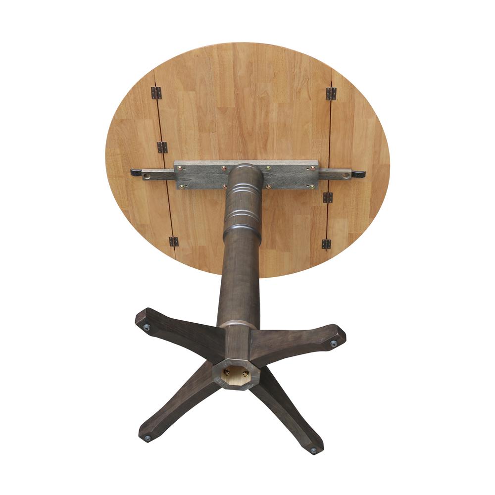 42 in. Round Top Dual Drop Leaf Bar Height Pedestal Dining Table. Picture 7