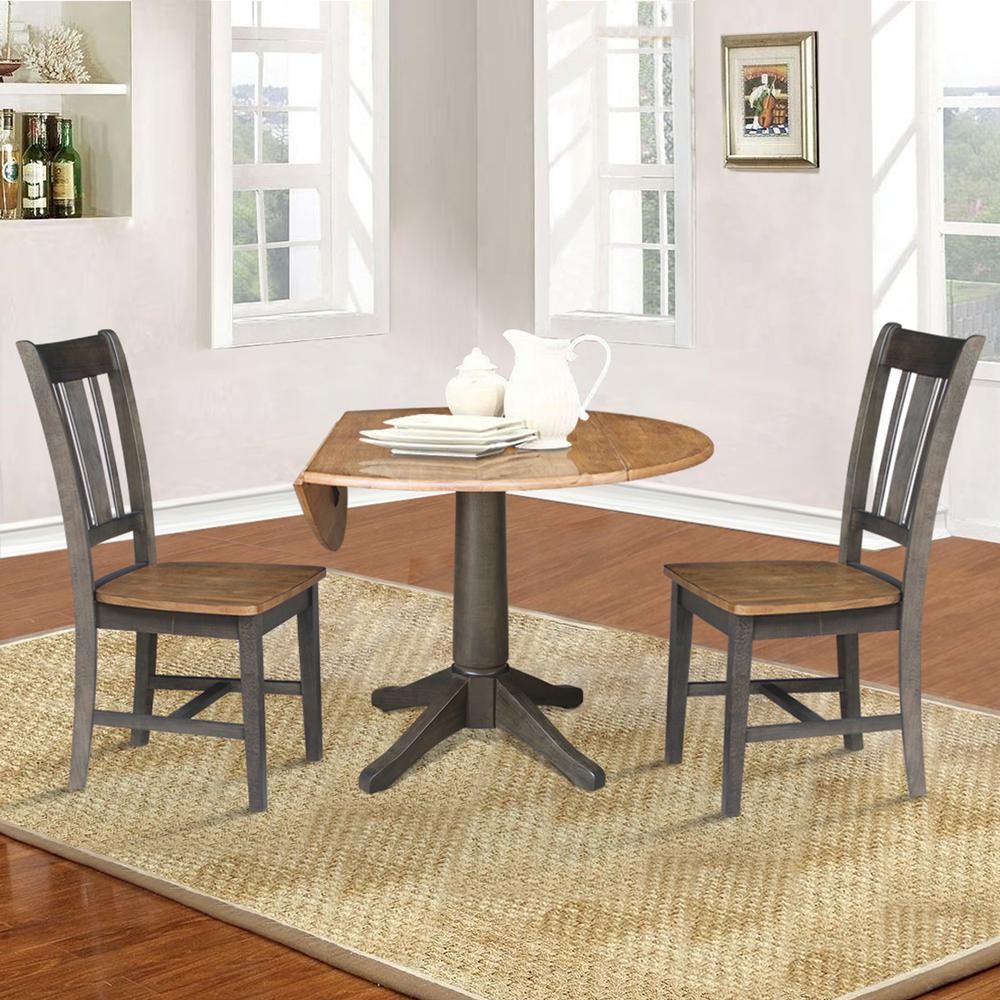 42 in. Round Dual Drop Leaf Dining Table with 2 Splatback Chairs. Picture 4