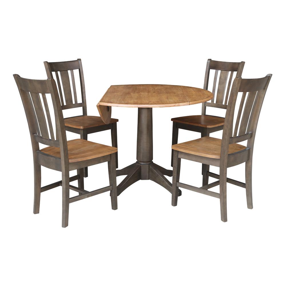 42 in. Round Dual Drop Leaf Dining Table with 4 Splatback Chairs. Picture 3