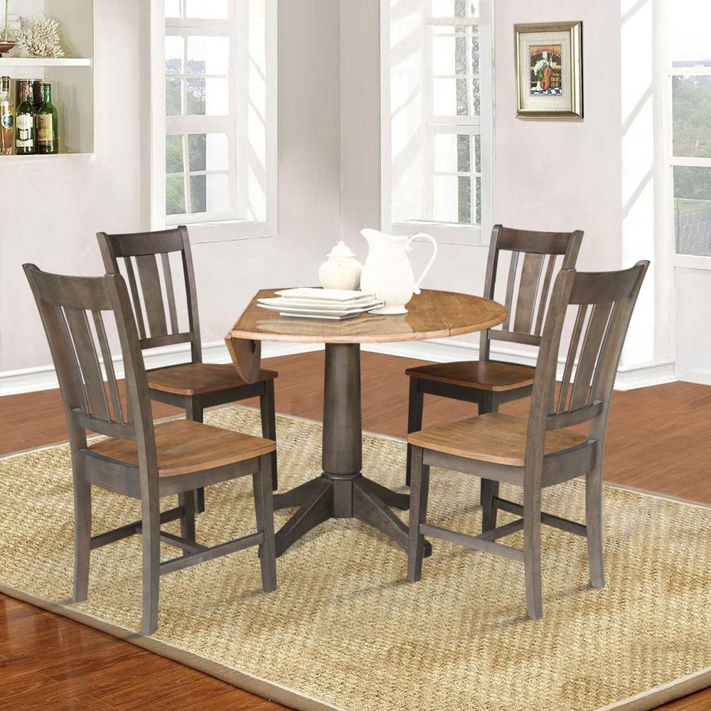 42 in. Round Dual Drop Leaf Dining Table with 4 Splatback Chairs. Picture 4