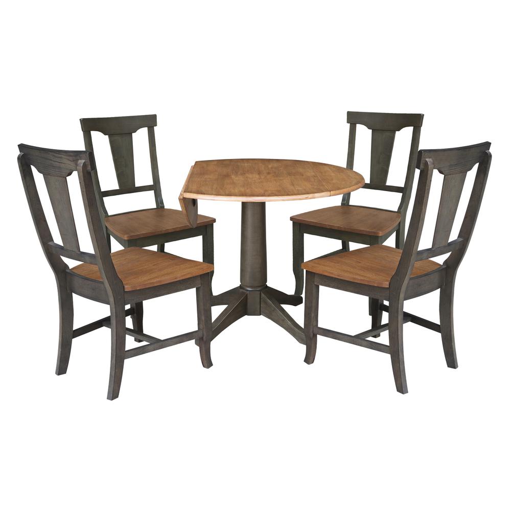 42 in. Round Dual Drop Leaf Dining Table with 4 Panel Back Chairs. Picture 3