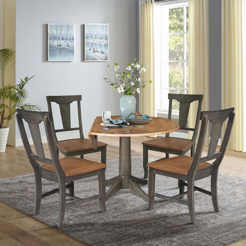 42 in. Round Dual Drop Leaf Dining Table with 4 Panel Back Chairs. Picture 4