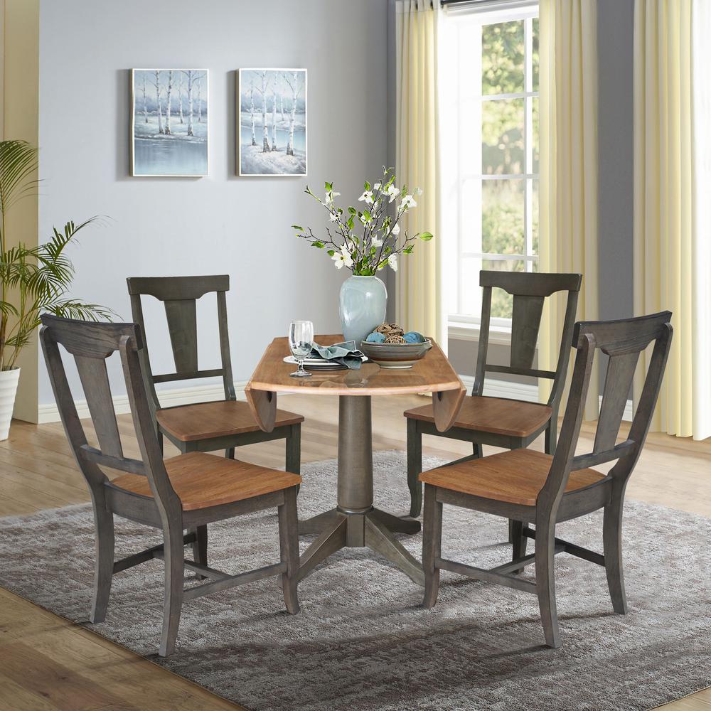 42 in. Round Dual Drop Leaf Dining Table with 4 Panel Back Chairs. Picture 6