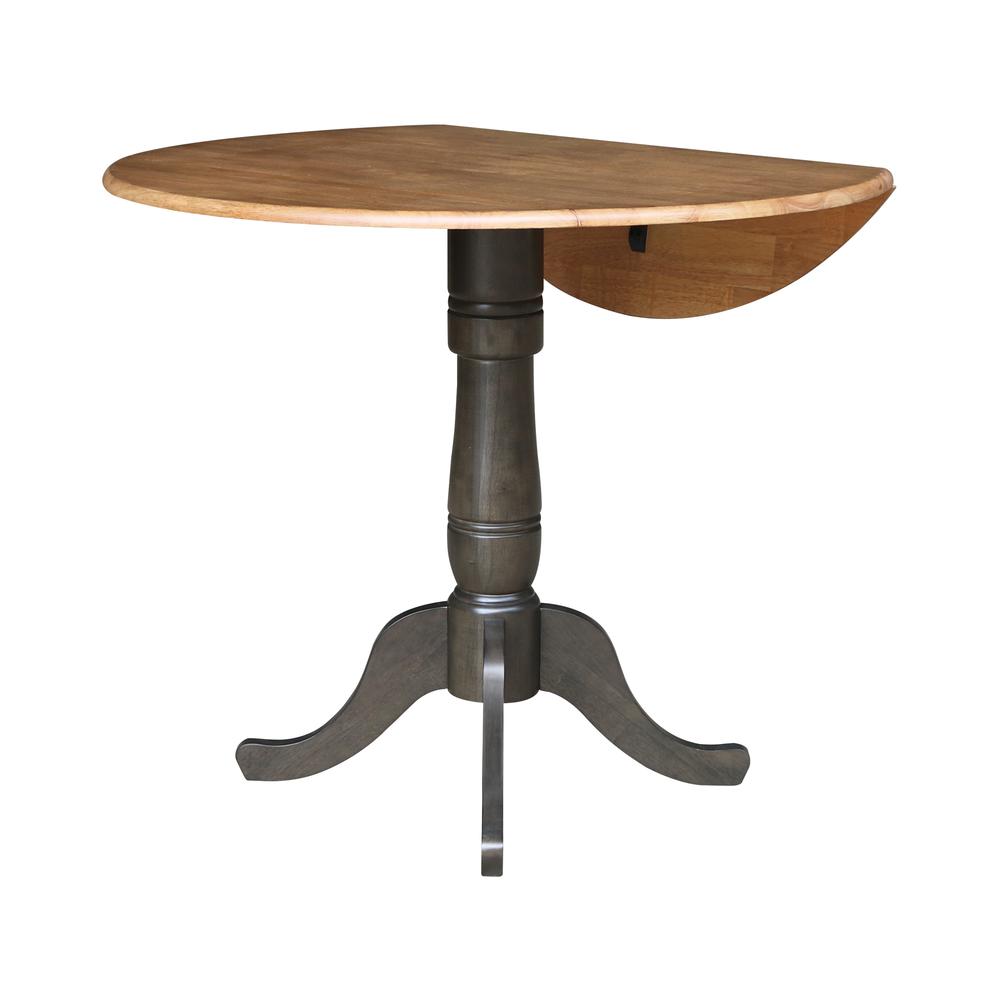 42 in. Round Dual Drop Leaf Counter Height Dining Table - Hickory/Washed Coal. Picture 4