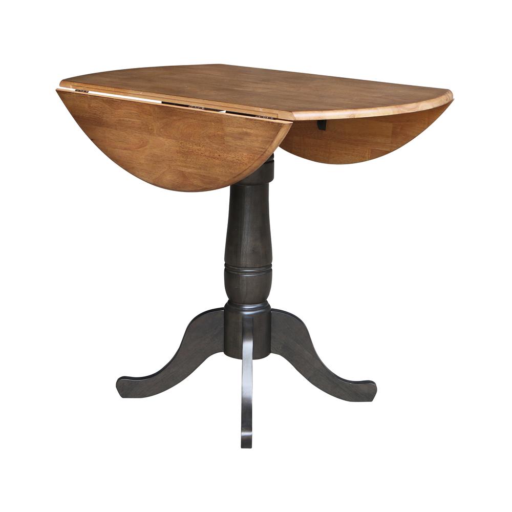 42 in. Round Dual Drop Leaf Counter Height Dining Table - Hickory/Washed Coal. Picture 6