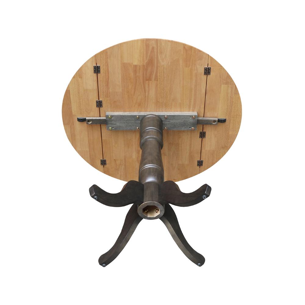 42 in. Round Dual Drop Leaf Counter Height Dining Table - Hickory/Washed Coal. Picture 7