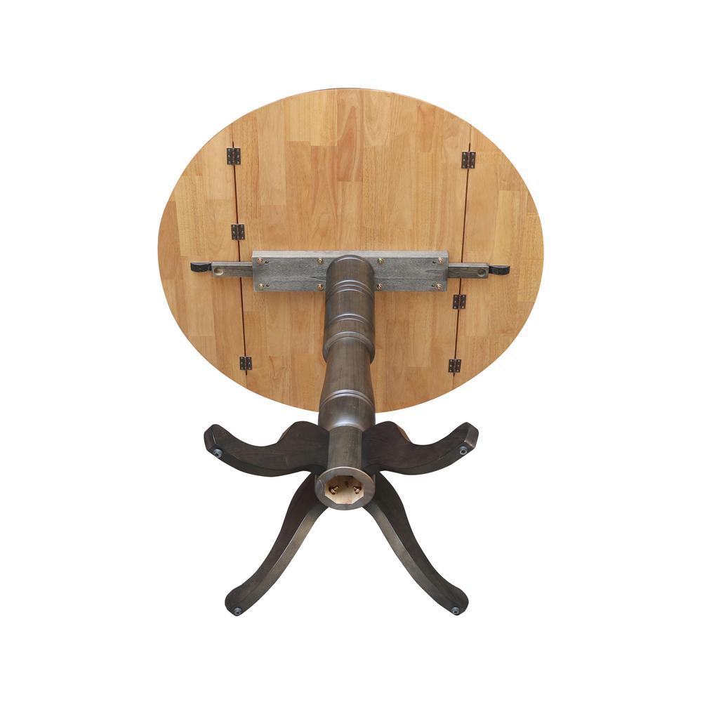 42 in. Round Dual Drop Leaf Bar Height Dining Table - Hickory/Washed Coal. Picture 7
