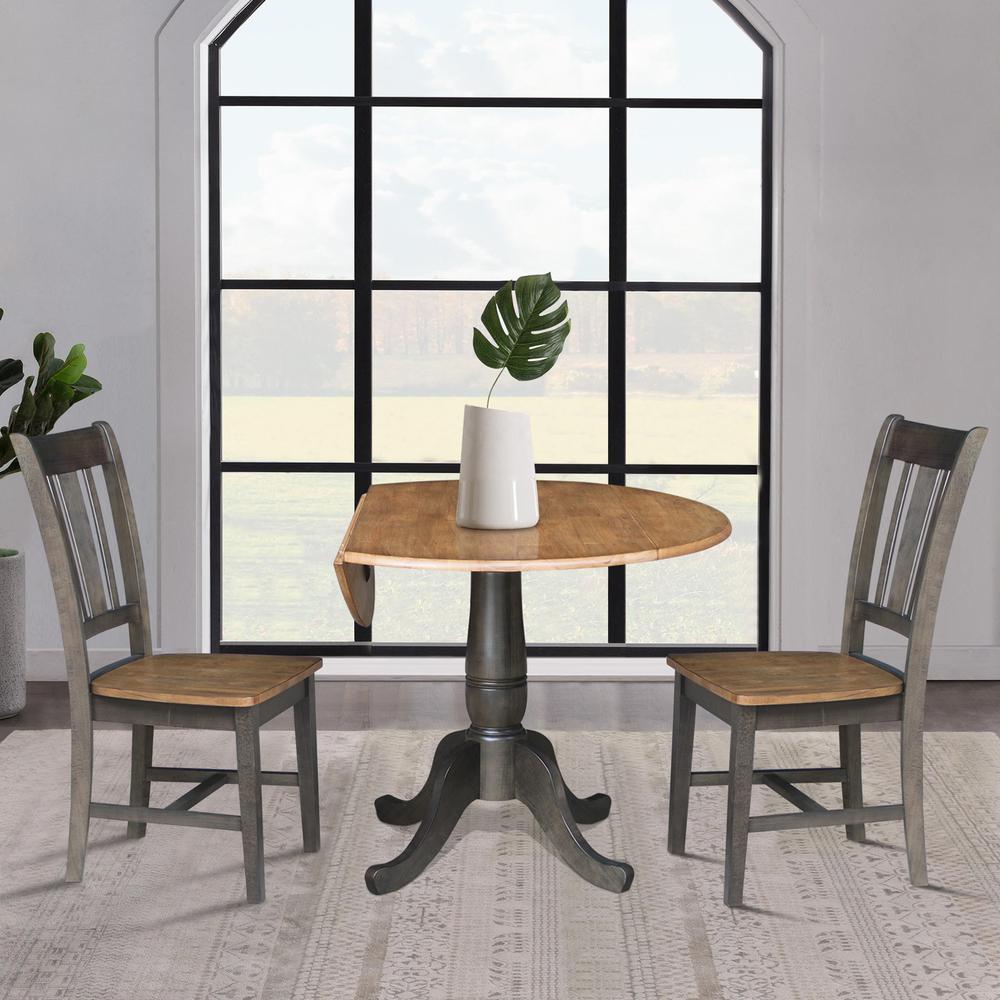 42 in. Round Dual Drop Leaf Dining Table with 2 Splatback Chairs. Picture 3