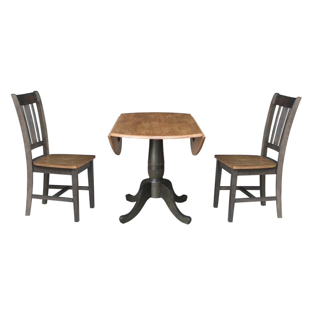 42 in. Round Dual Drop Leaf Dining Table with 2 Splatback Chairs. Picture 6