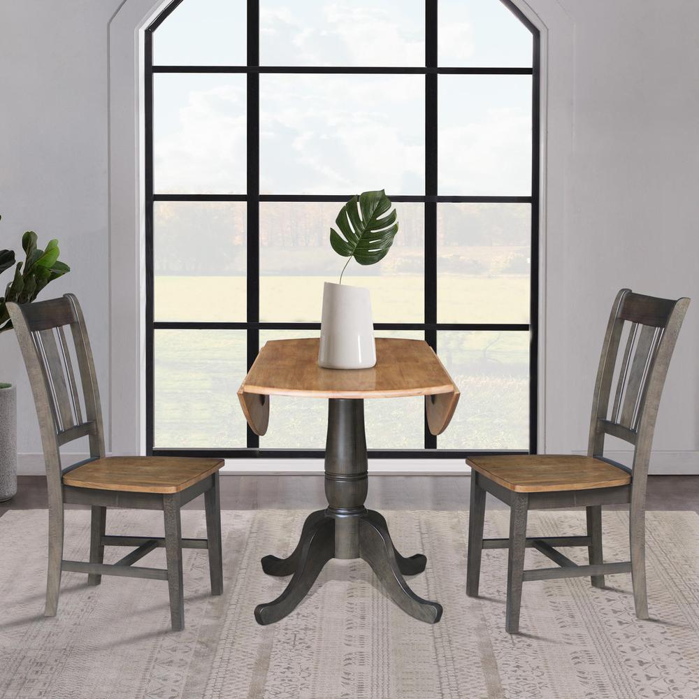42 in. Round Dual Drop Leaf Dining Table with 2 Splatback Chairs. Picture 5