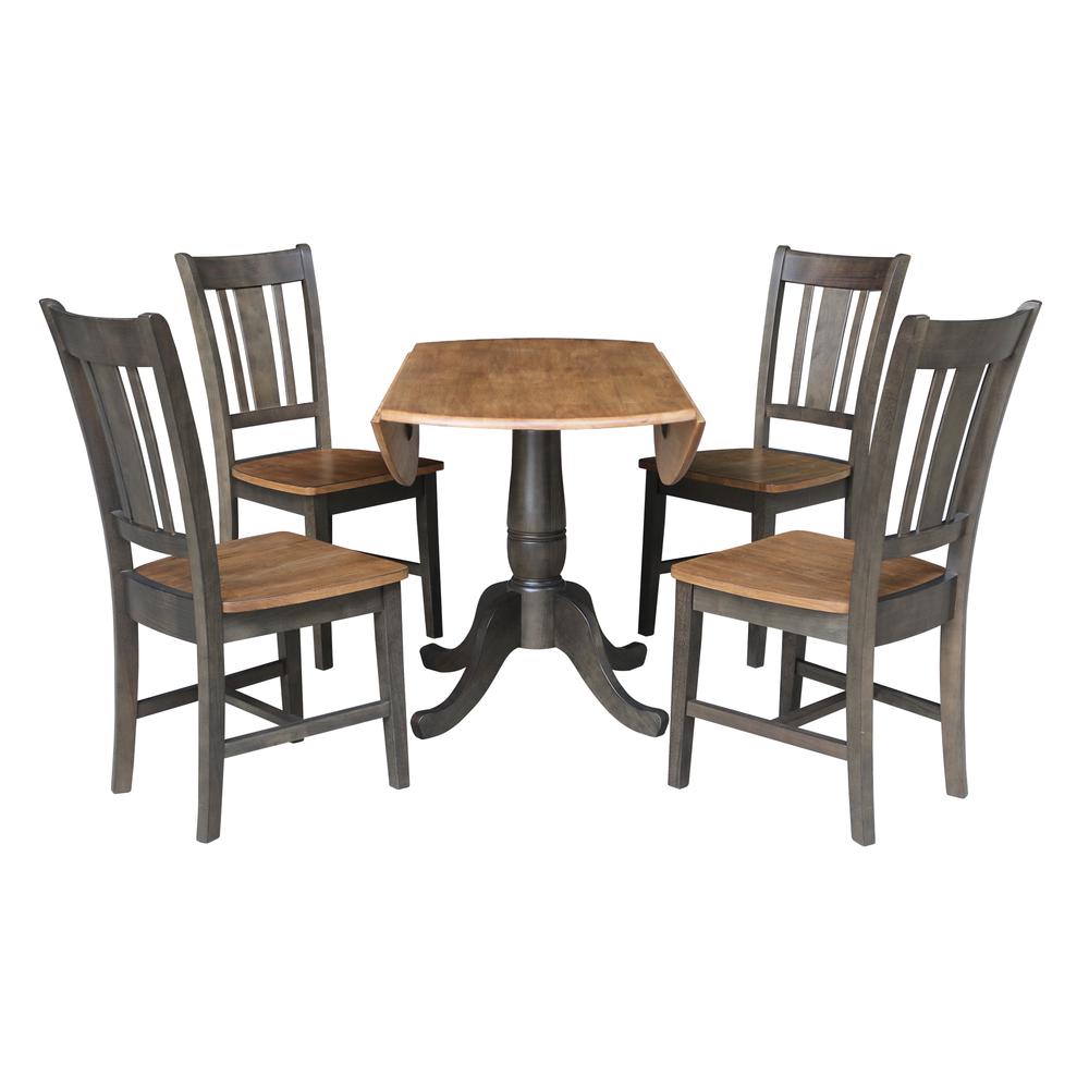 42 in. Round Dual Drop Leaf Dining Table with 4 Splatback Chairs. Picture 6
