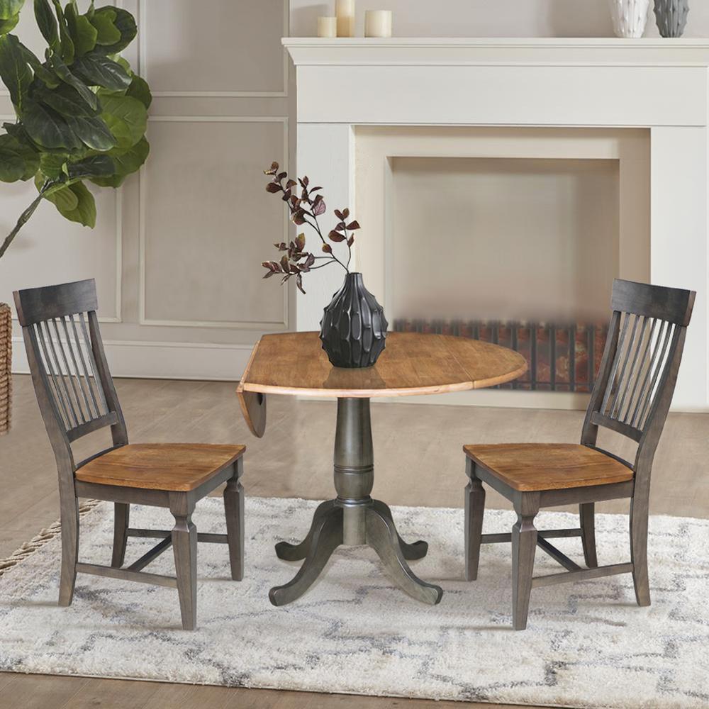 42 in. Round Dual Drop Leaf Dining Table with 2 Slatback Chairs. Picture 3