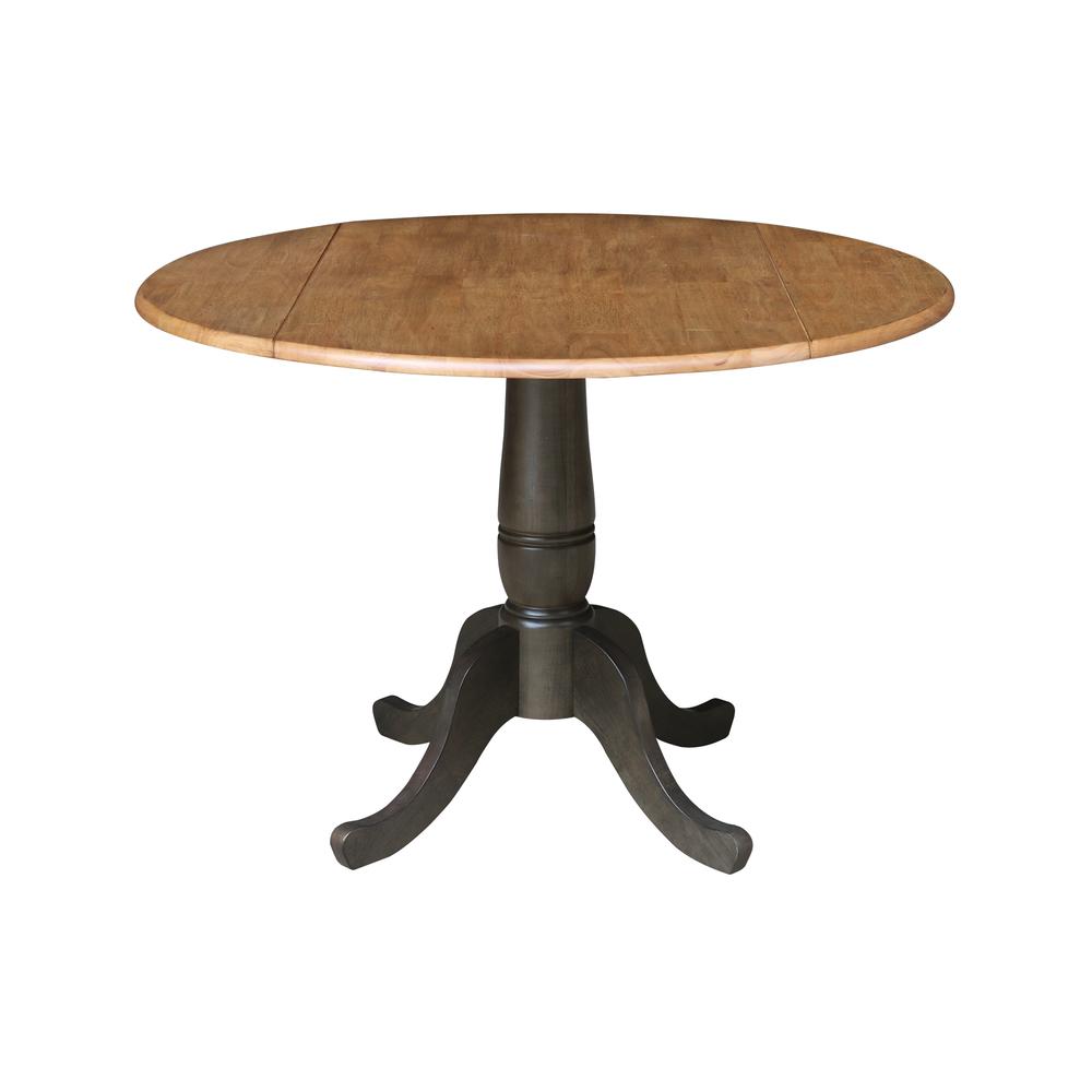 42 in. Round Dual Drop Leaf Dining Table with 4 Slatback Chairs. Picture 7
