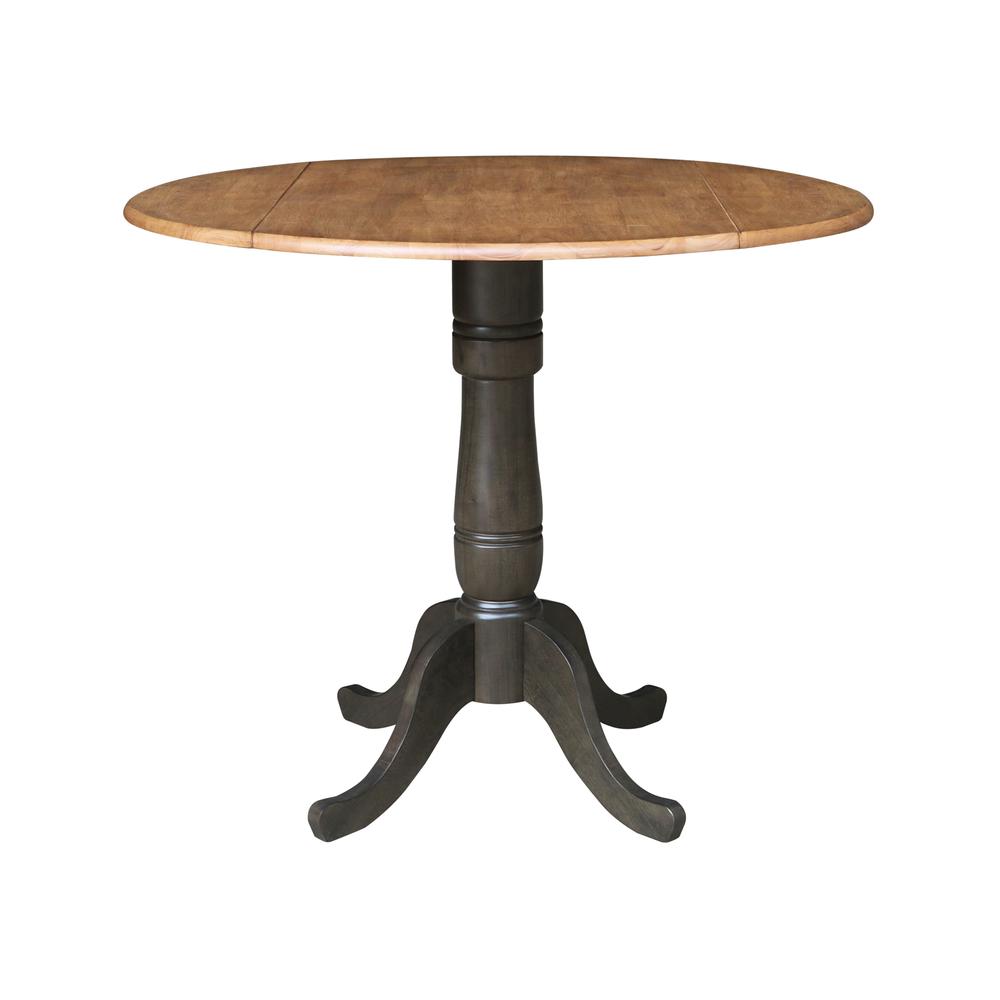 42 in. Round Dual Drop Leaf Counter Height Dining Table with 2 Splatback Stools. Picture 7