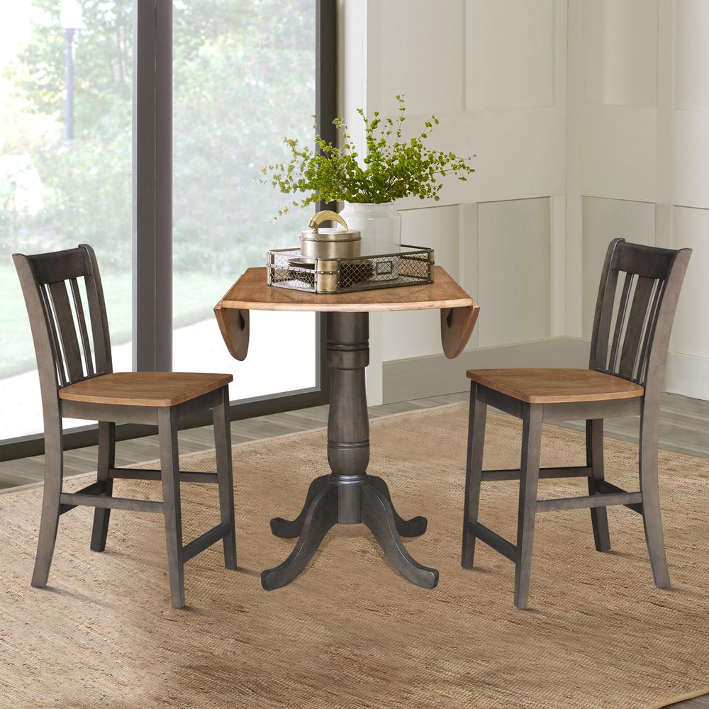 42 in. Round Dual Drop Leaf Counter Height Dining Table with 2 Splatback Stools. Picture 5