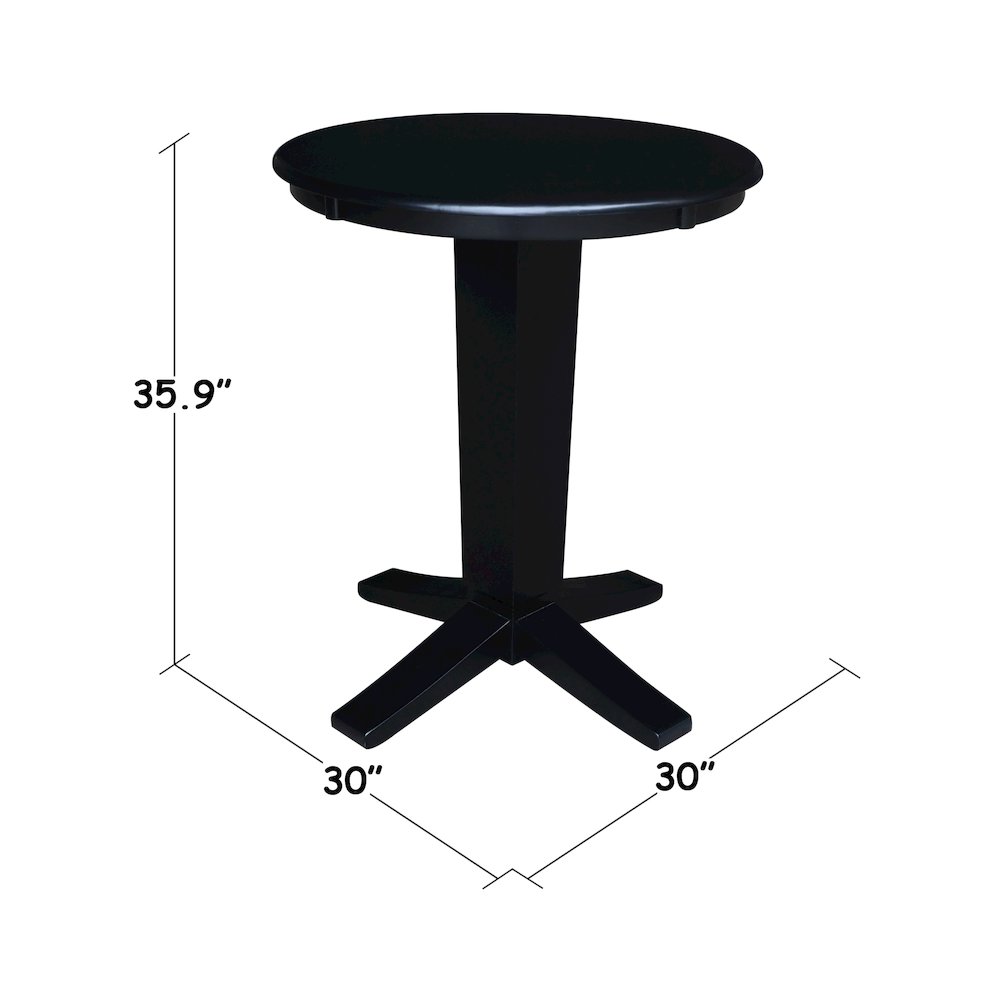 30 in Round Top Counter Height Pedestal Dining Table in Black. Picture 2