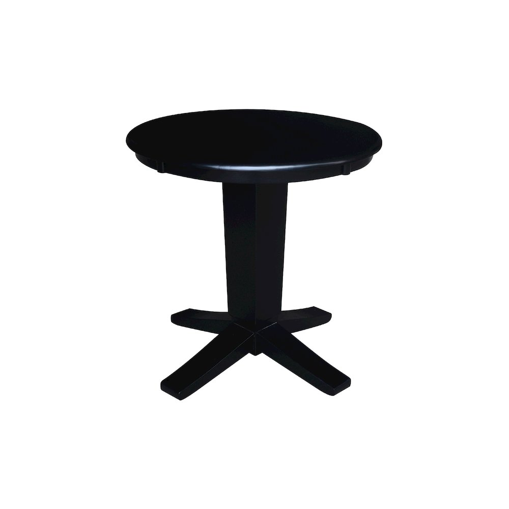 30 in Round Top Pedestal Dining Table with 2 Dining Chairs in Black - 3 Pcs Set. Picture 4