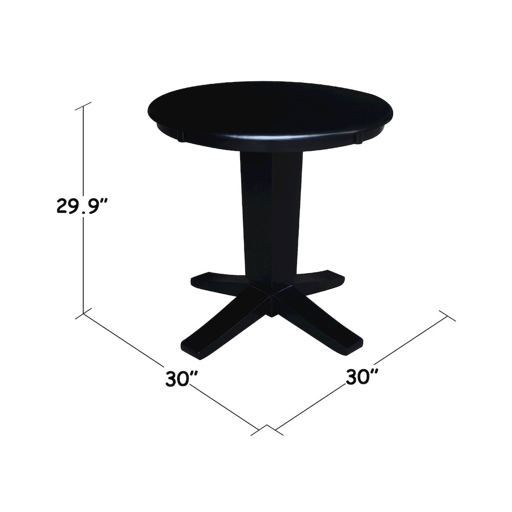 30 in Round Top Pedestal Dining Table in Black. Picture 3