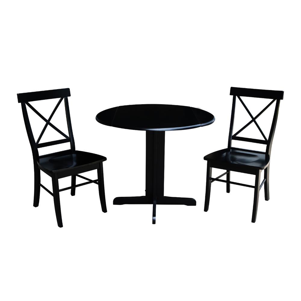 36" Dual Drop Leaf Table With 2 X-Back Chairs. Picture 3