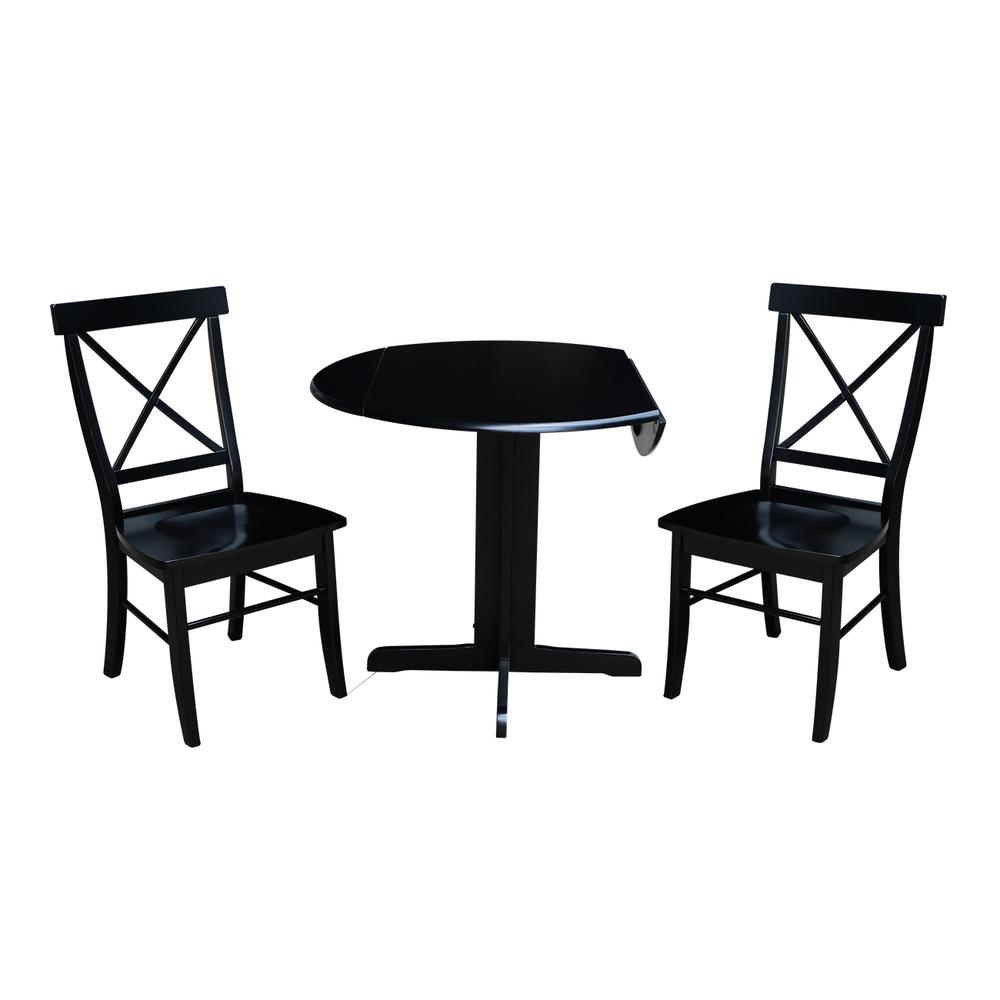 36" Dual Drop Leaf Table With 2 X-Back Chairs. Picture 1
