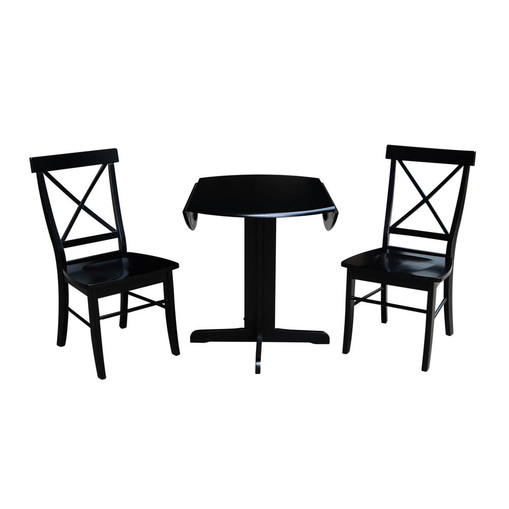 36" Dual Drop Leaf Table With 2 X-Back Chairs. Picture 2