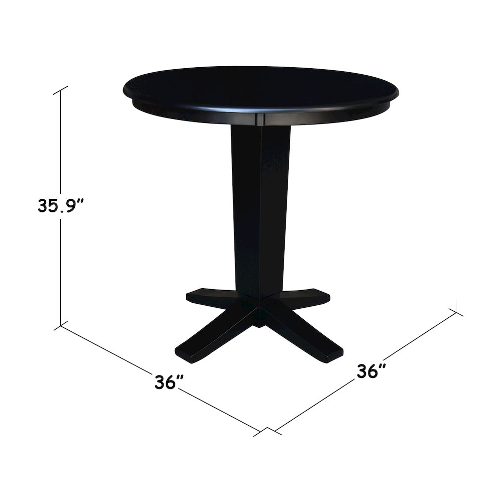 36 in Round Top Counter Height Pedestal Dining Table in Black. Picture 2