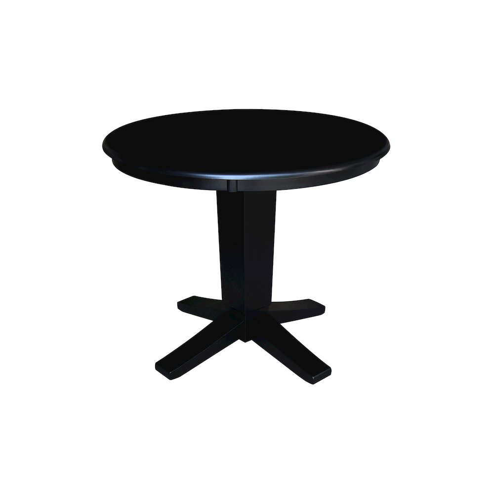 36 in Round Top Pedestal Dining Table with 2 Dining Chairs in Black - 3 Pcs Set. Picture 4