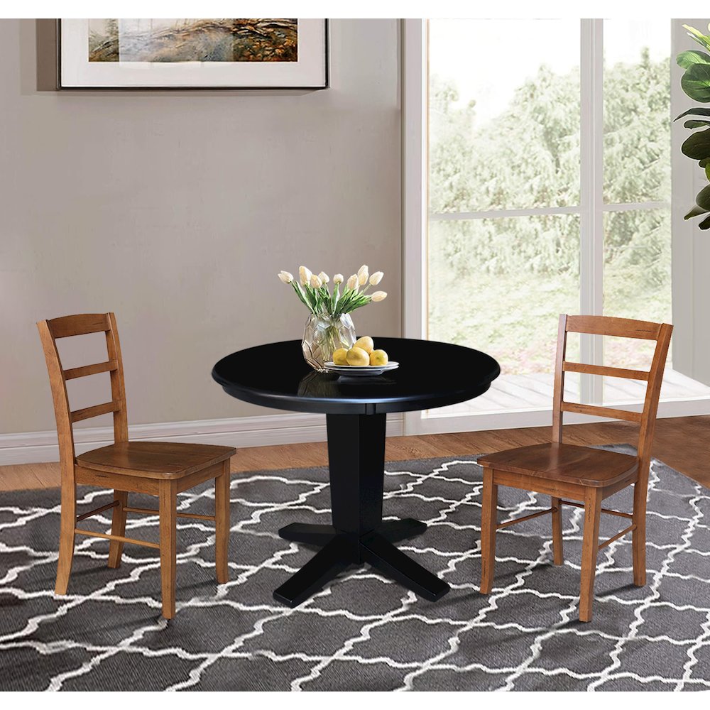 36 in Round Top Pedestal Dining Table with 2 Dining Chairs - 3 Piece Set. Picture 3